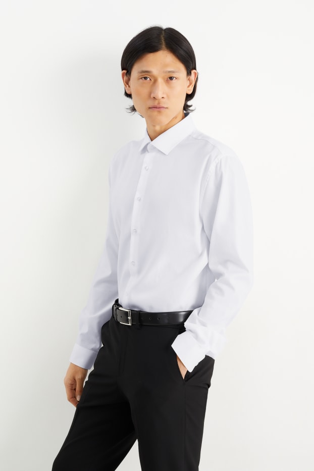 Herren - Businesshemd - Slim Fit - Cutaway - bügelleicht - weiß