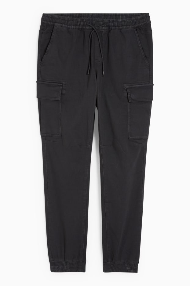Men - Cargo trousers - tapered fit - black