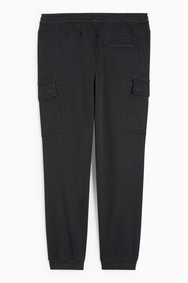 Men - Cargo trousers - tapered fit - black