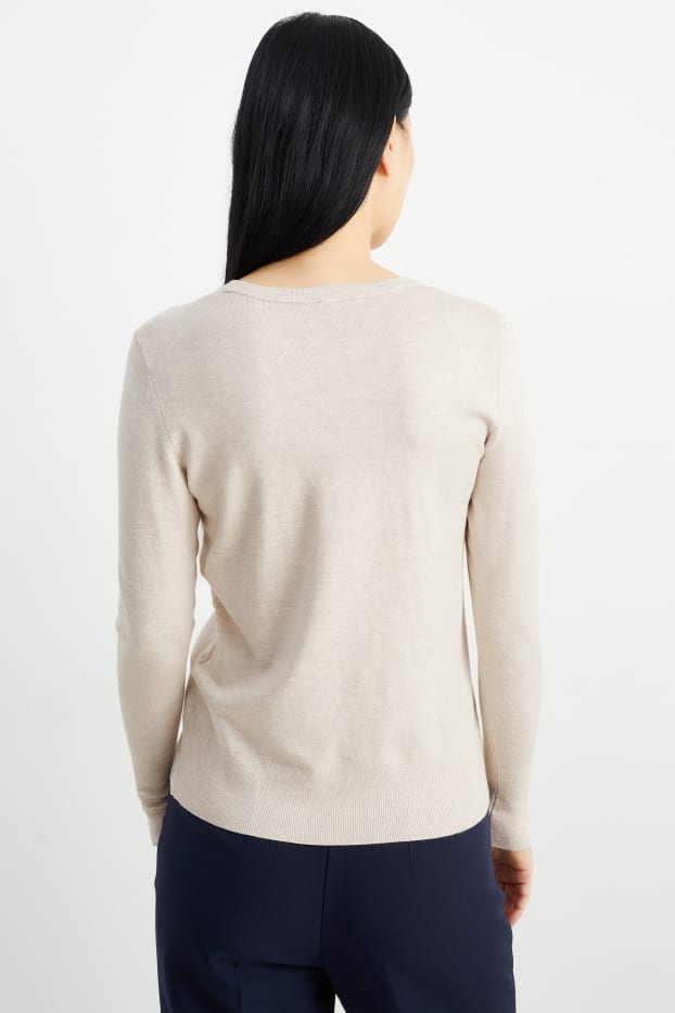 Damen - Pullover - hellbeige