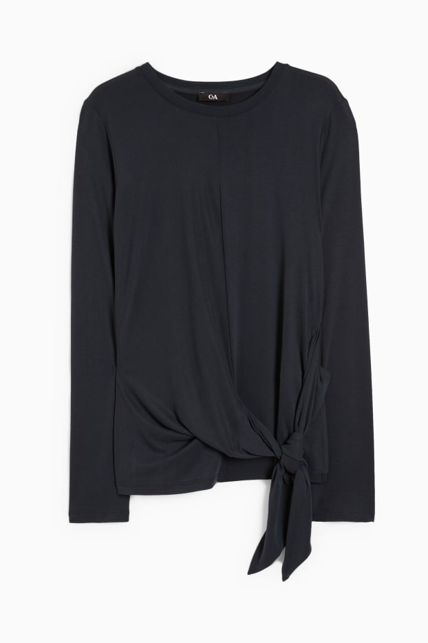 Women - Long sleeve top with knot detail - black