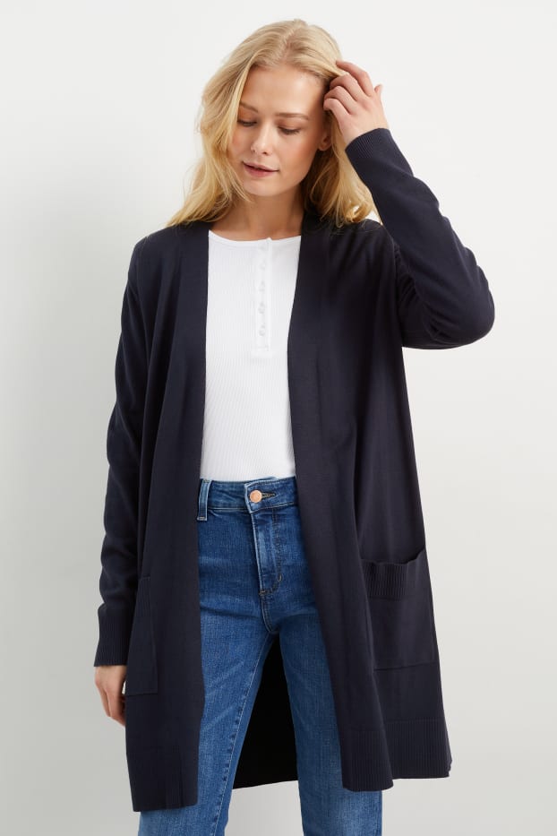 Dona - Jaqueta de punt bàsica - blau fosc