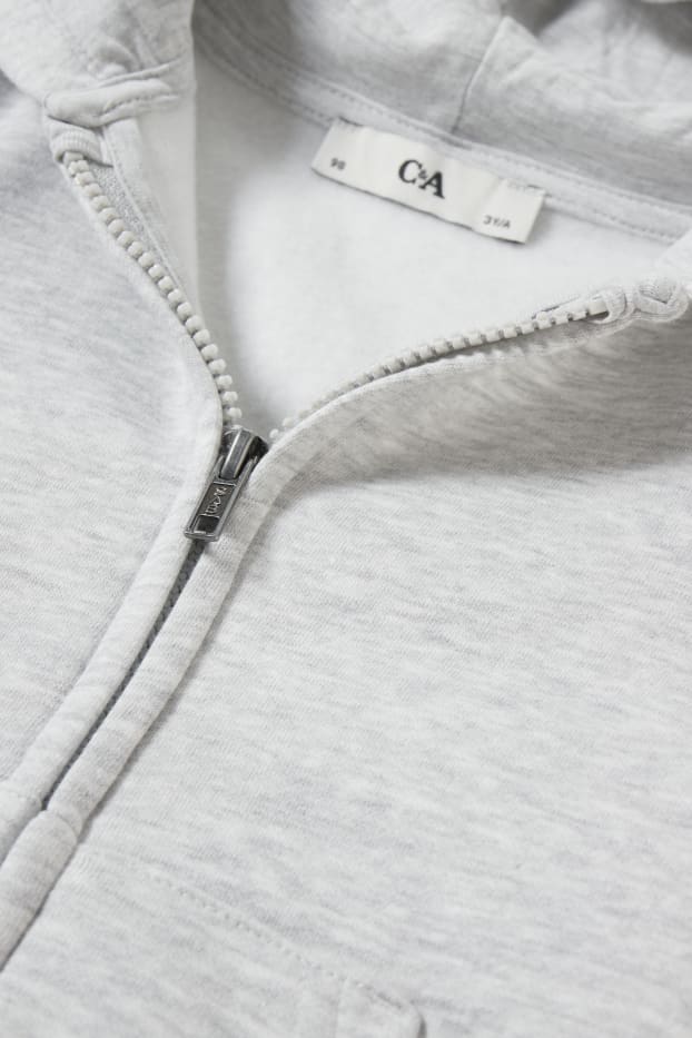 Enfants garçons - Sweat zippé à capuche - genderneutral - gris clair chiné
