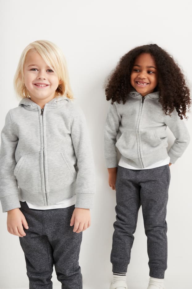 Enfants garçons - Sweat zippé à capuche - genderneutral - gris clair chiné