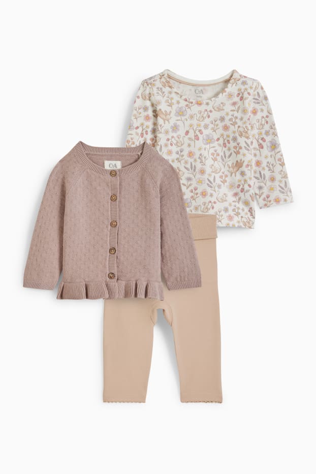 Baby: meisjes - Babyoutfit - 3-delig - beige