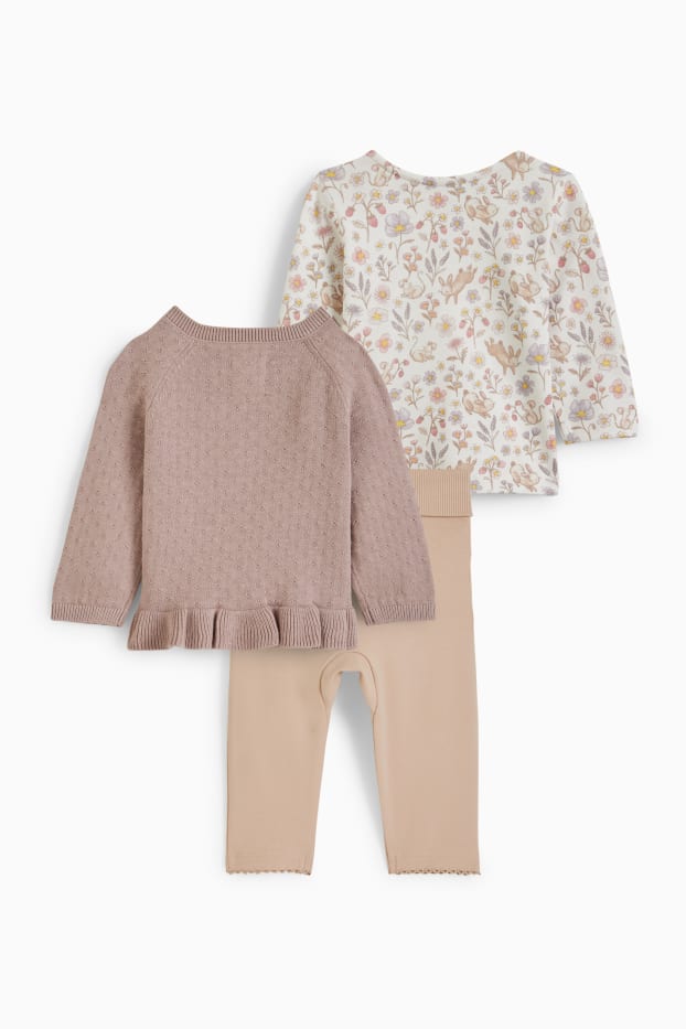 Baby: meisjes - Babyoutfit - 3-delig - beige