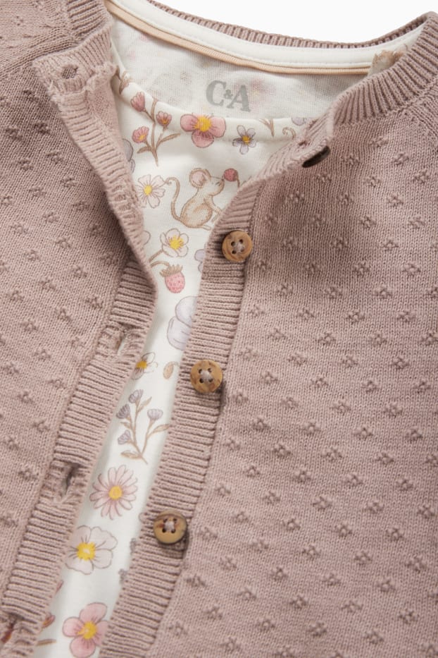 Baby: meisjes - Babyoutfit - 3-delig - beige