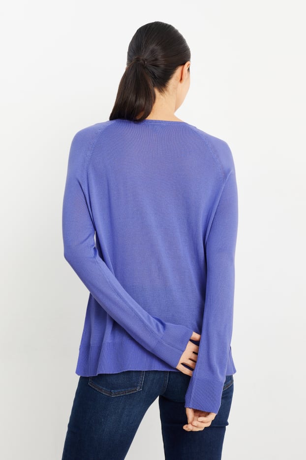 Femmes - Pull en maille fine basique - violet