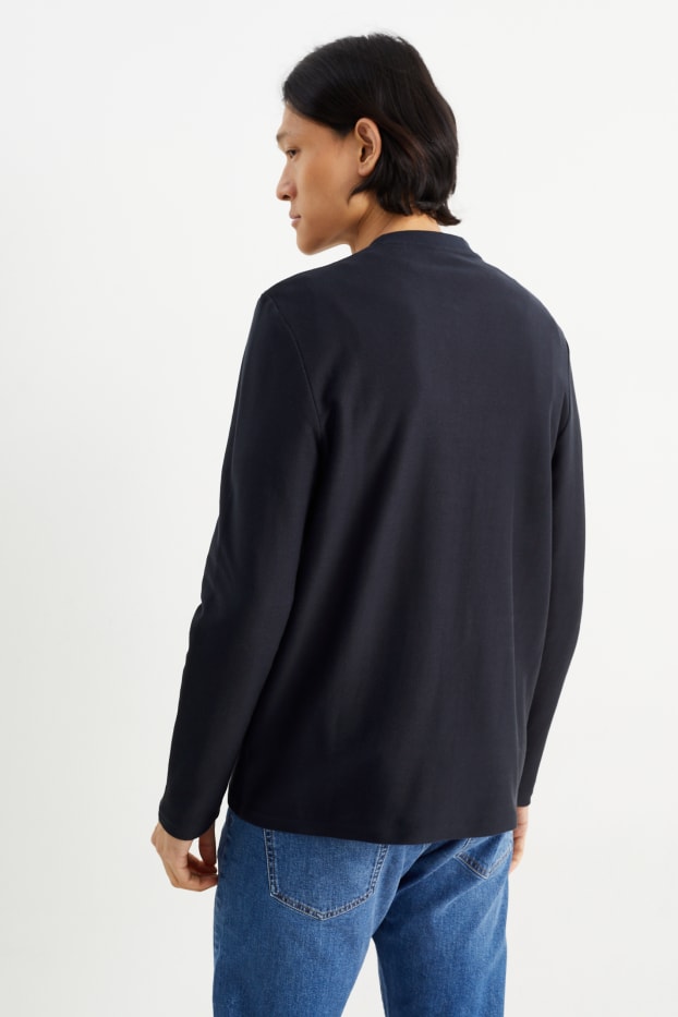 Hombre - Camiseta de manga larga - azul oscuro