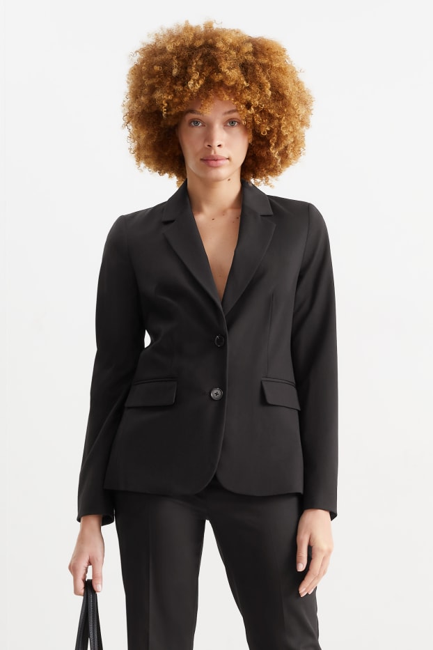 Dames - Business-blazer - regular fit - Mix & Match - zwart
