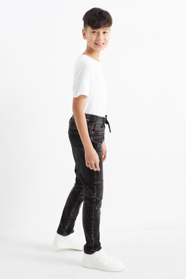 Děti - chlapci - Slim jeans - jog denim - tmavošedá