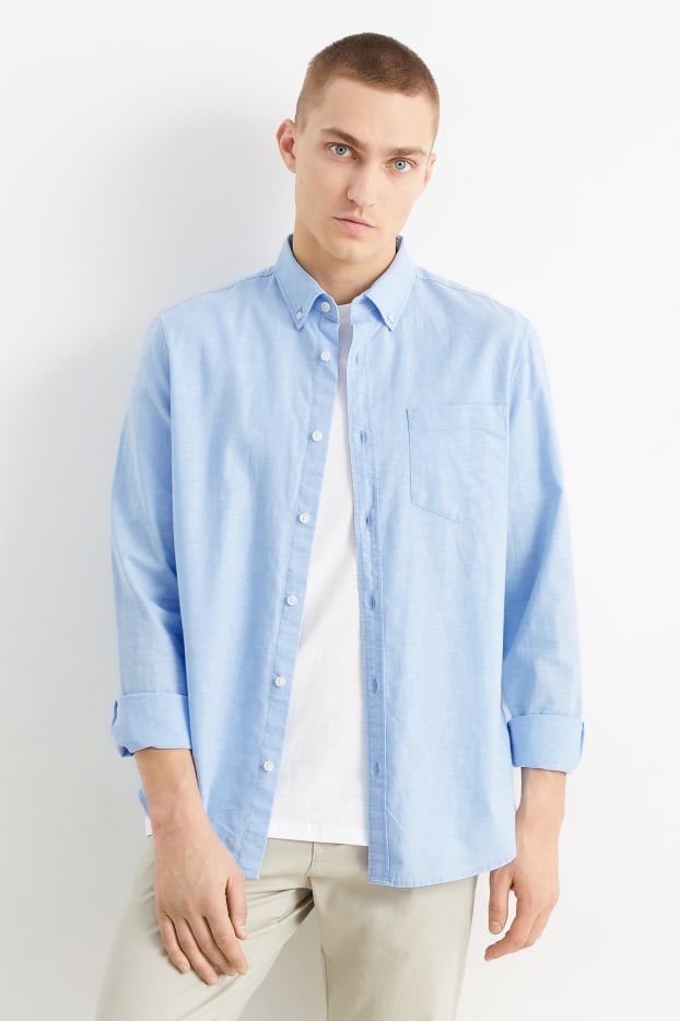 Uomo - Camicia Oxford - regular fit - button down - azzurro