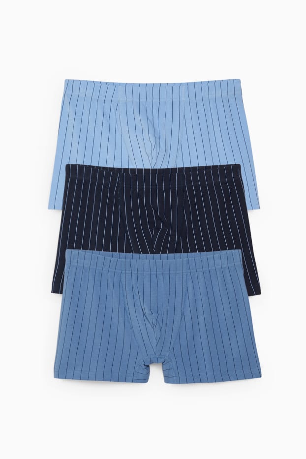 Herren - Multipack 3er - Trunks - gestreift - blau / hellblau