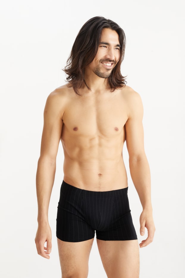 Herren - Multipack 3er - Trunks - gestreift - schwarz