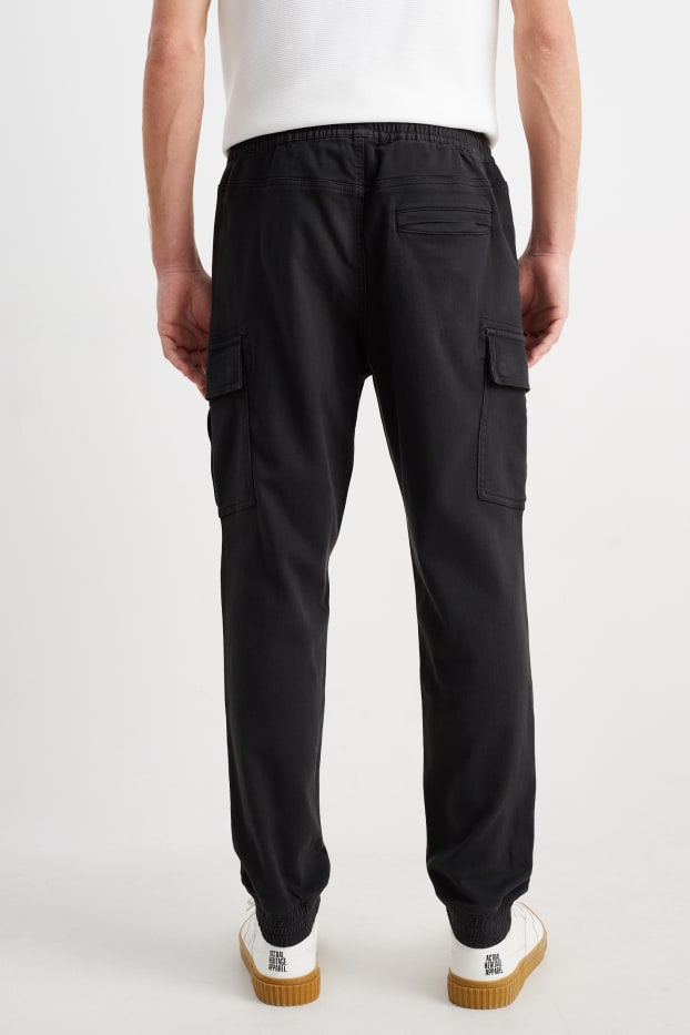 Men - Cargo trousers - tapered fit - black