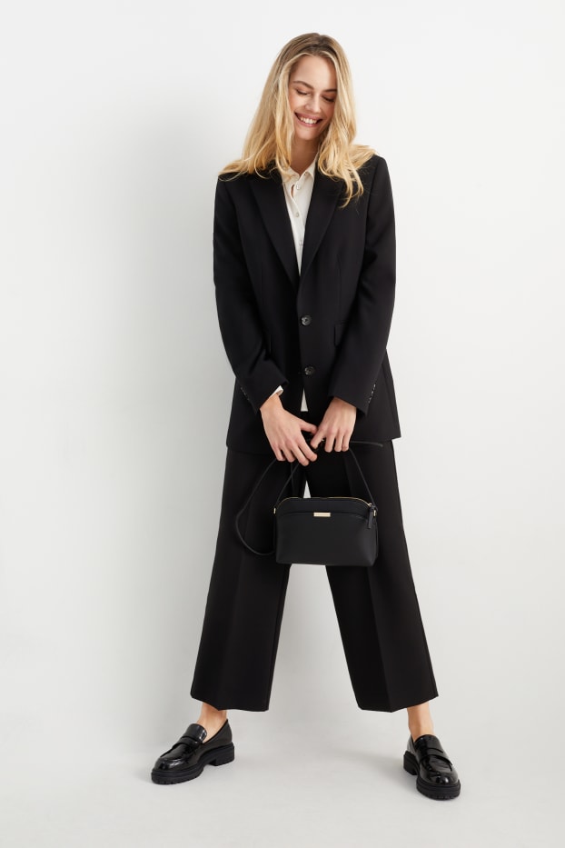 Femei - Pantaloni de stofă - talie înaltă - wide leg - negru