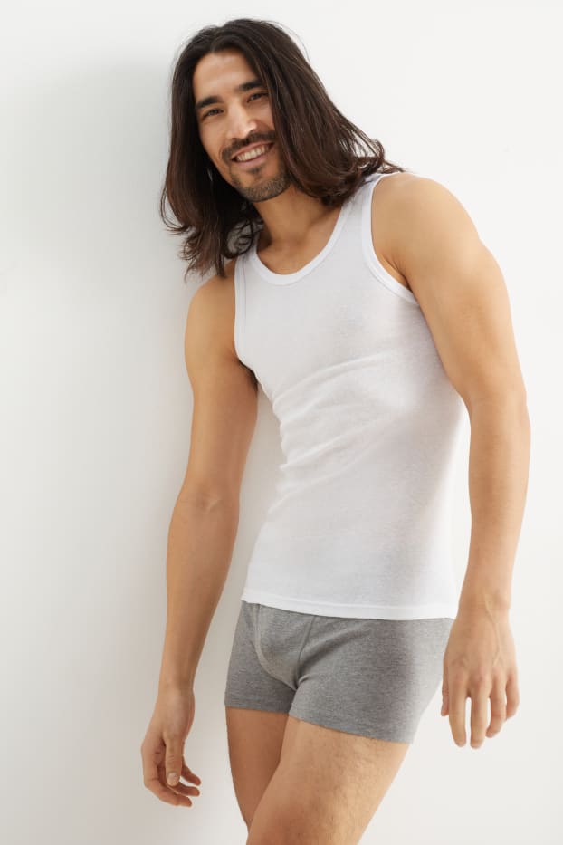 Uomo - Confezione da 5 - canottiera - a costine - bianco