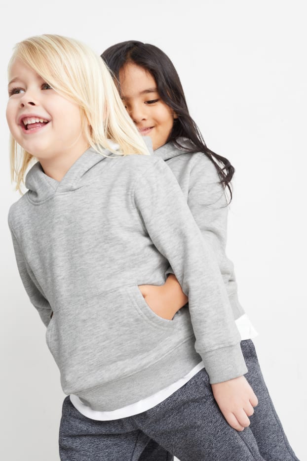 Unisex - Mikina s kapucí - genderově neutrální - světle šedá-žíhaná