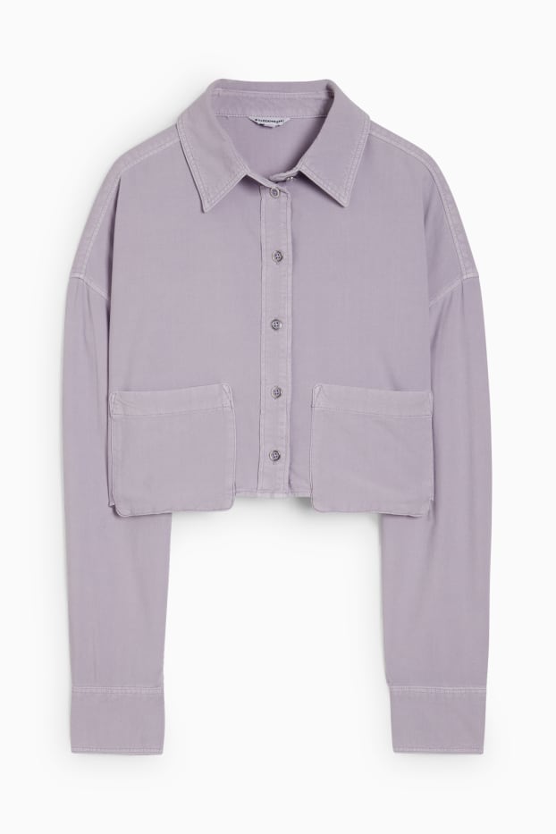 Women - Cropped blouse - light violet