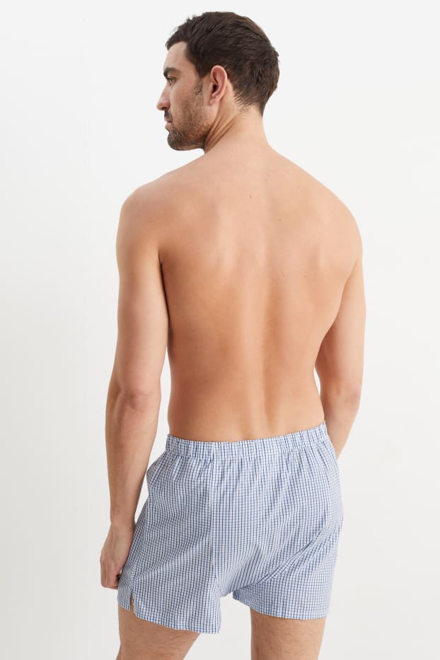 Heren - Set van 2 - boxershorts - geweven - blauw