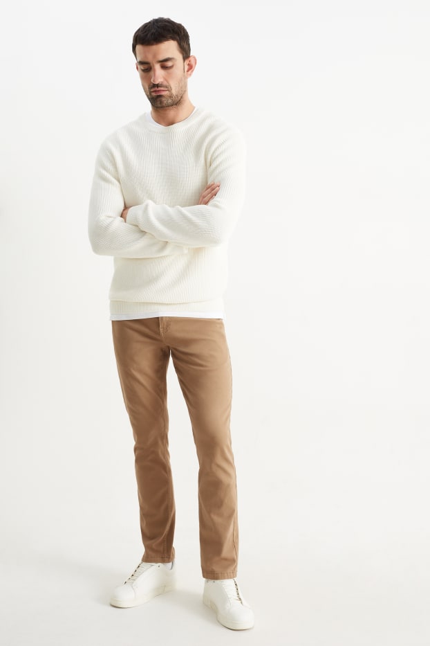 Hommes - Pantalon - slim fit - Flex - marron clair