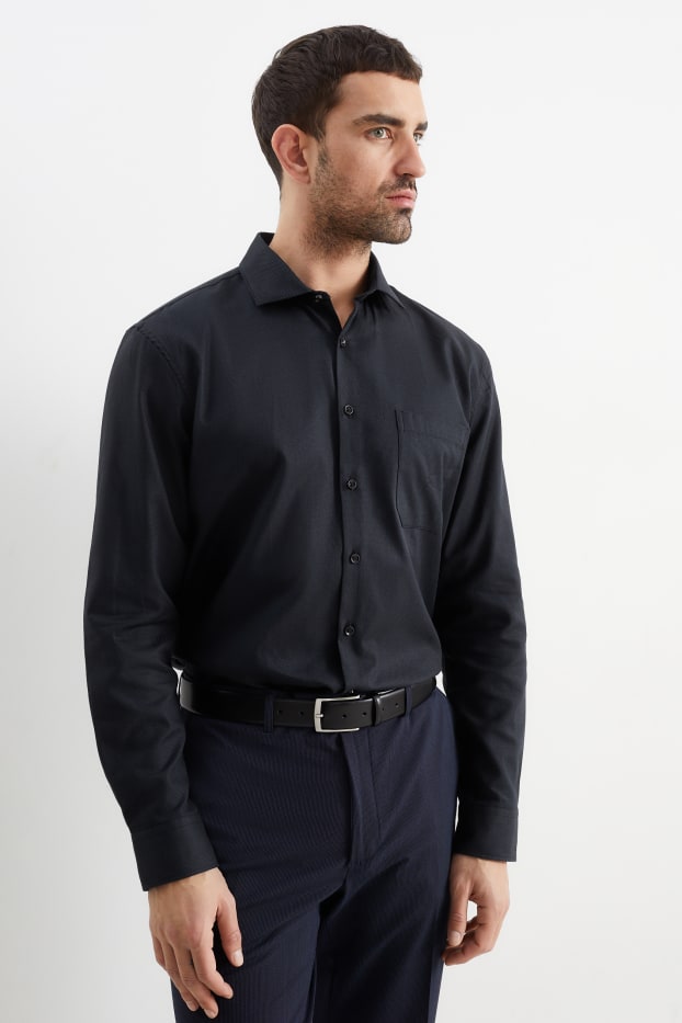 Herren - Businesshemd - Regular Fit - Cutaway - bügelleicht - schwarz