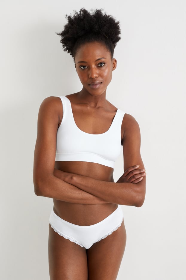 Damen - Multipack 2er - Bustier - wattiert - seamless - LYCRA® - weiß