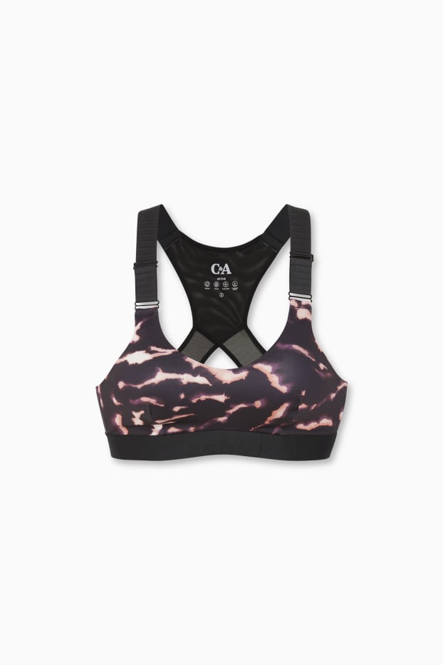 Dames - Sport-BH - voorgevormd - 4 Way Stretch - met patroon - zwart