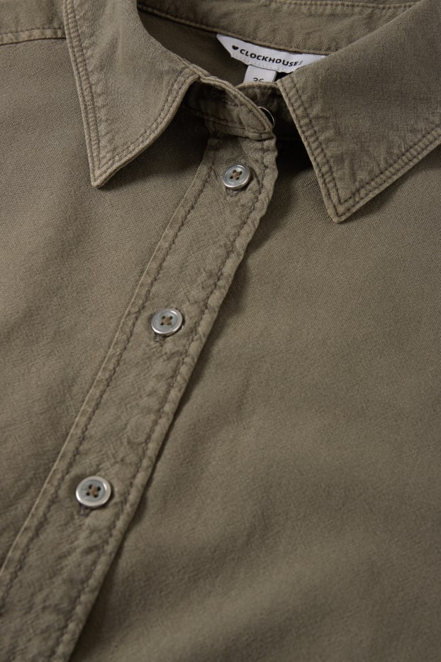 Women - Cropped blouse - khaki