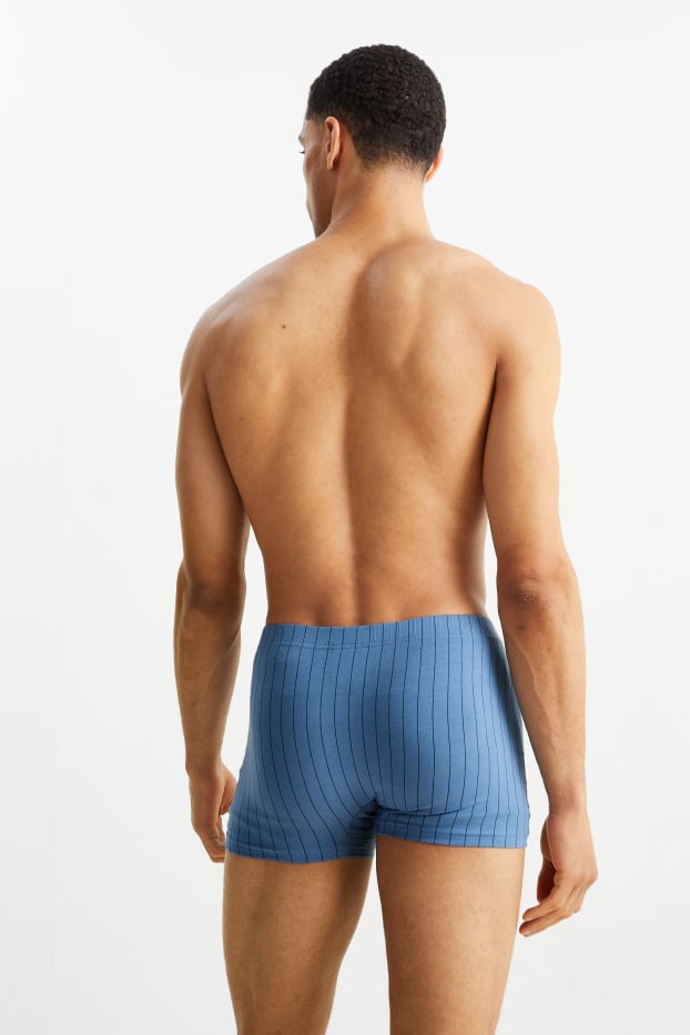 Herren - Multipack 3er - Trunks - gestreift - blau / hellblau