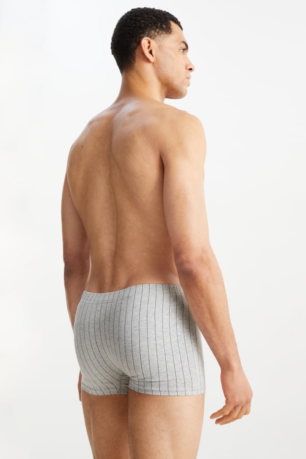 Herren - Multipack 3er - Trunks - gestreift - hellgrau-melange