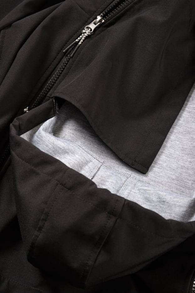 Femmes - Parka de grossesse à capuche avec empiècement porte-bébé - noir