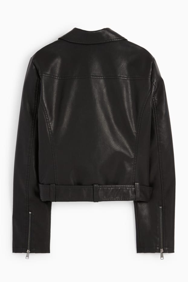 Femmes - Blouson motard - synthétique - noir