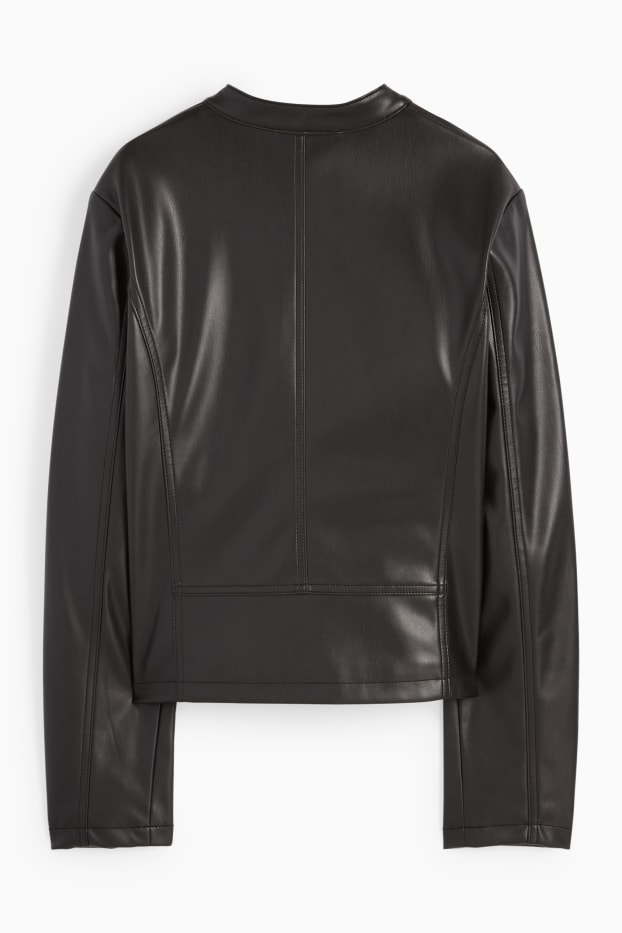 Damen - Bikerjacke - Lederimitat - schwarz