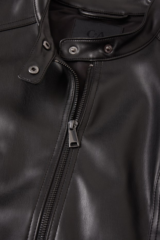 Damen - Bikerjacke - Lederimitat - schwarz