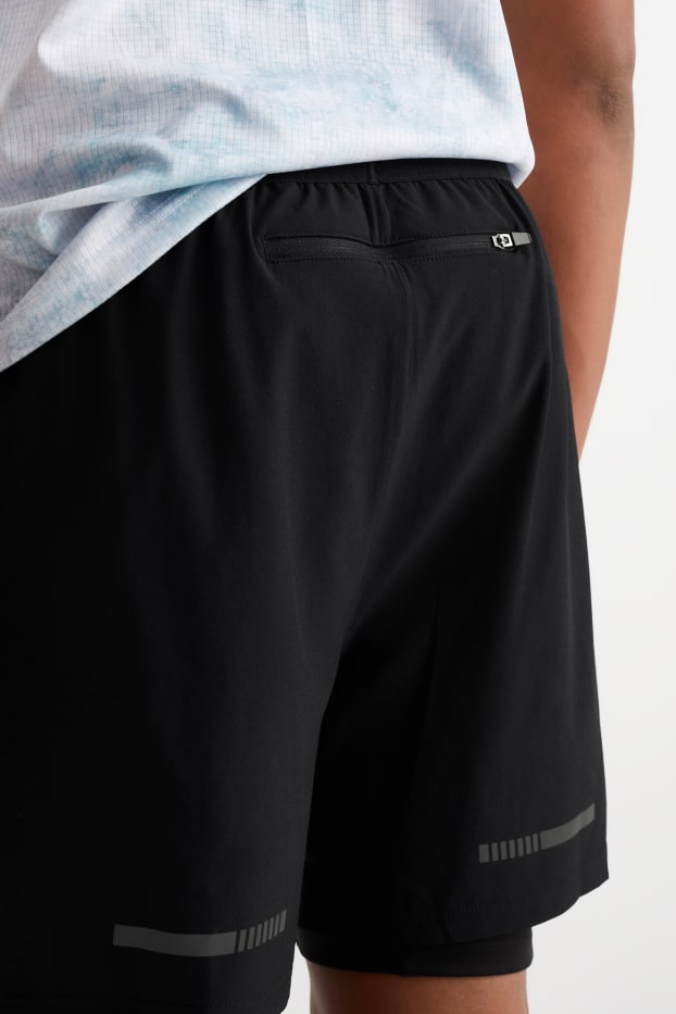 Home - Pantalons curts tècnics - 4 Way Stretch - look 2 en 1 - negre