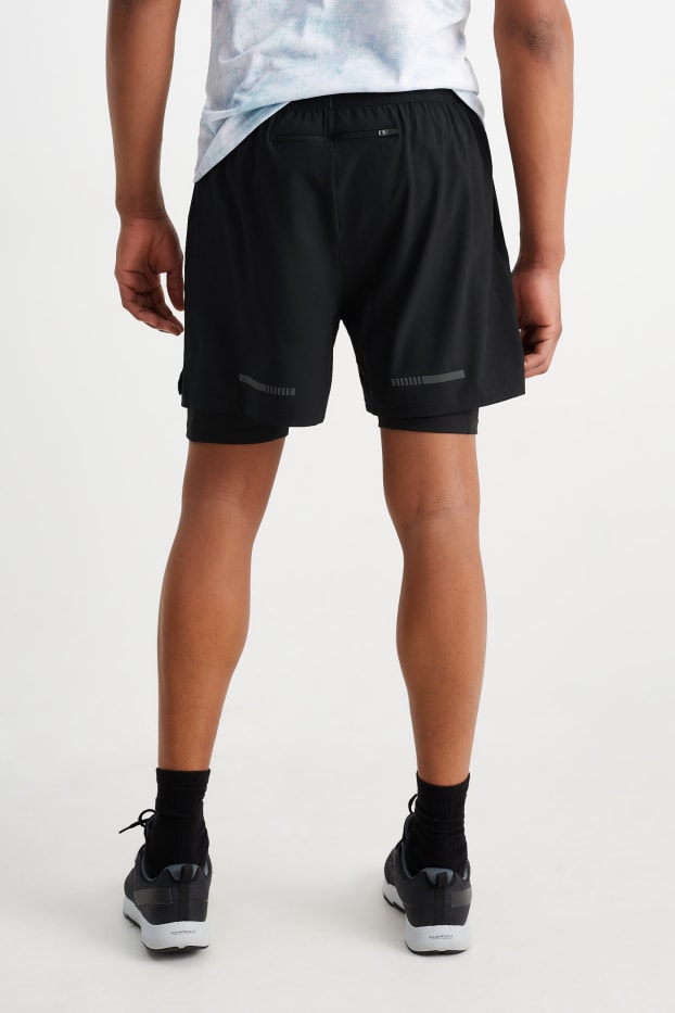 Home - Pantalons curts tècnics - 4 Way Stretch - look 2 en 1 - negre