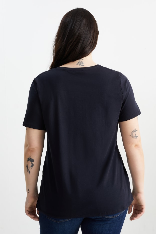 Donna - Confezione da 2 - t-shirt basic con scollo a V - blu scuro