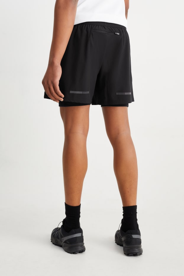 Herren - Funktions-Shorts - 4 Way Stretch - 2-in-1-Look - schwarz