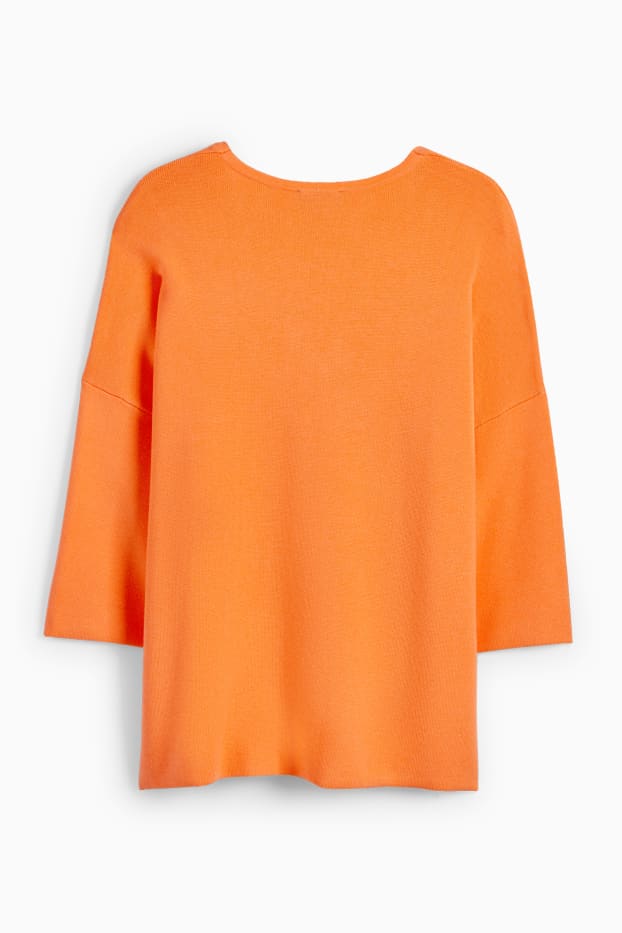 Damen - Basic-Pullover mit V-Ausschnitt - orange