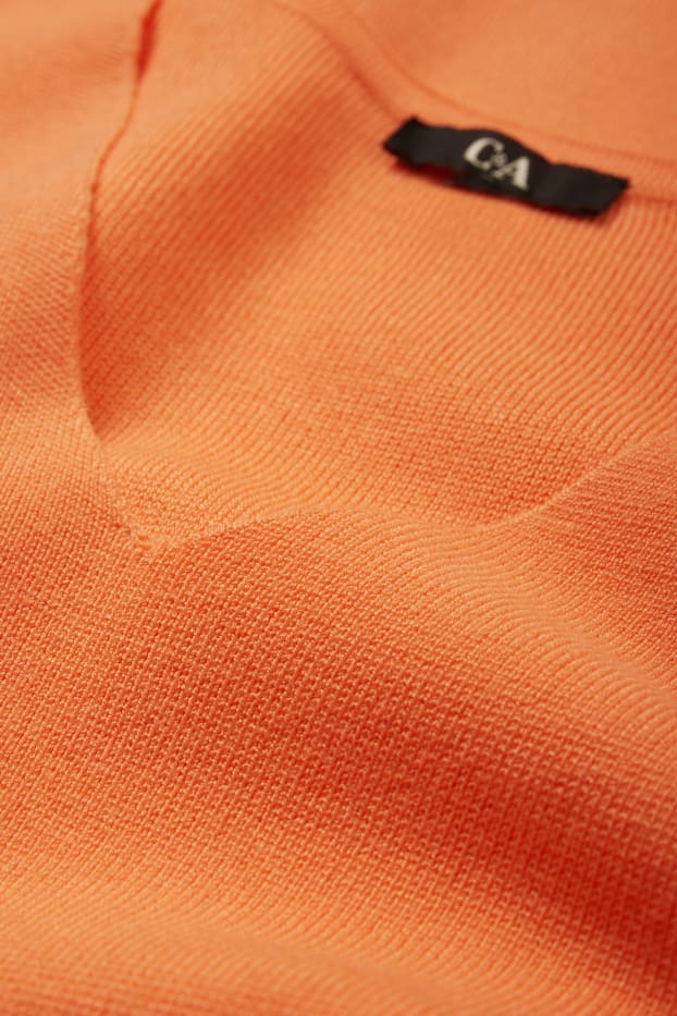 Damen - Basic-Pullover mit V-Ausschnitt - orange