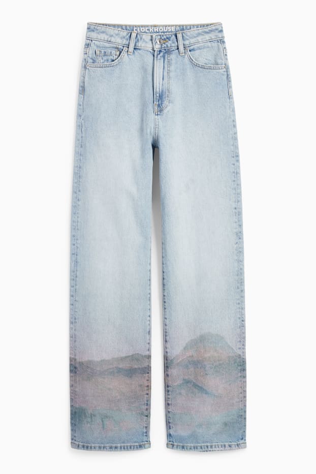 Dames - Loose fit jeans - high waist - jeanslichtblauw