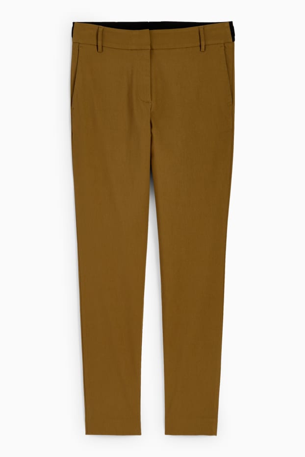 Women - Cloth trousers - mid-rise waist - slim fit - khaki