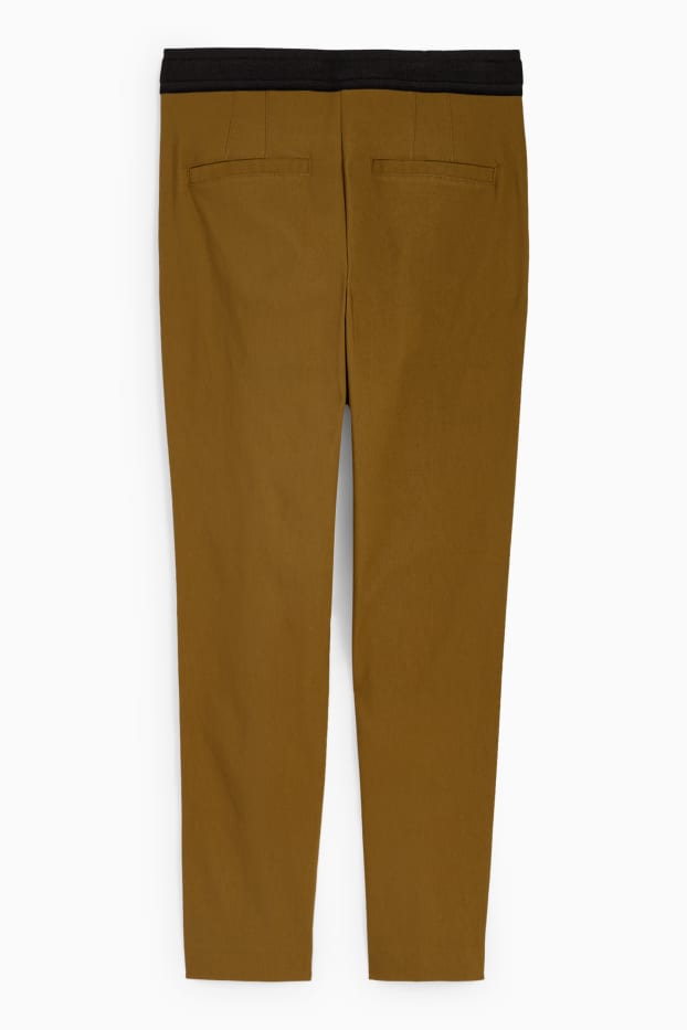 Women - Cloth trousers - mid-rise waist - slim fit - khaki