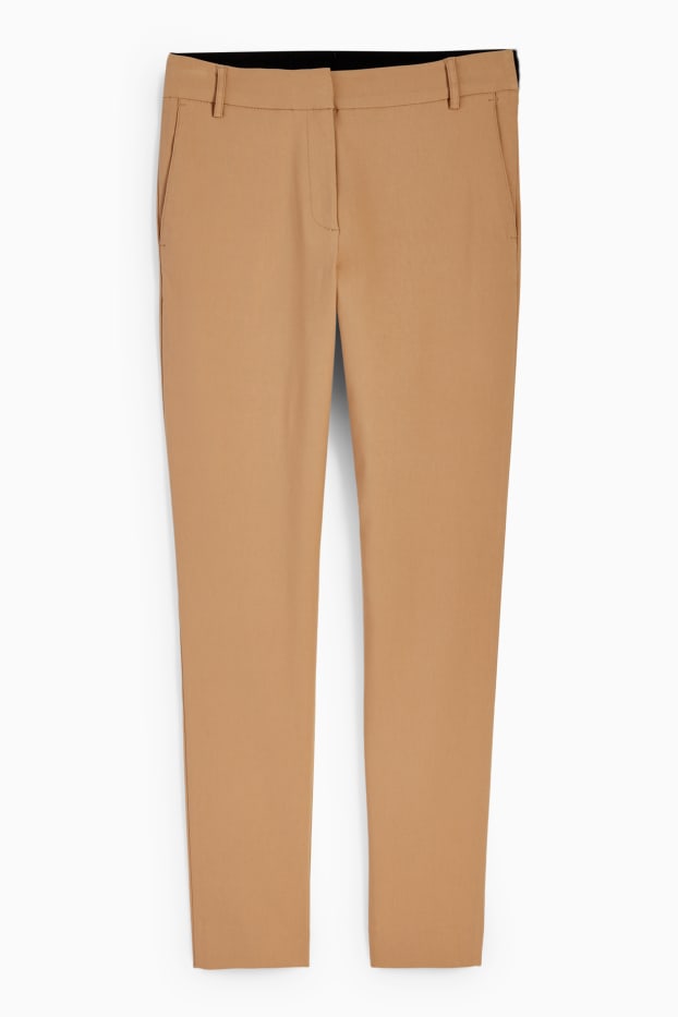 Women - Cloth trousers - mid-rise waist - slim fit - light brown