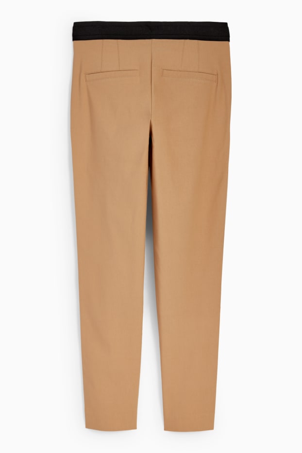 Women - Cloth trousers - mid-rise waist - slim fit - light brown