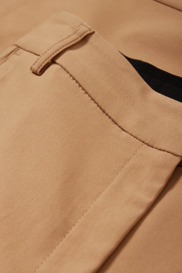 Women - Cloth trousers - mid-rise waist - slim fit - light brown