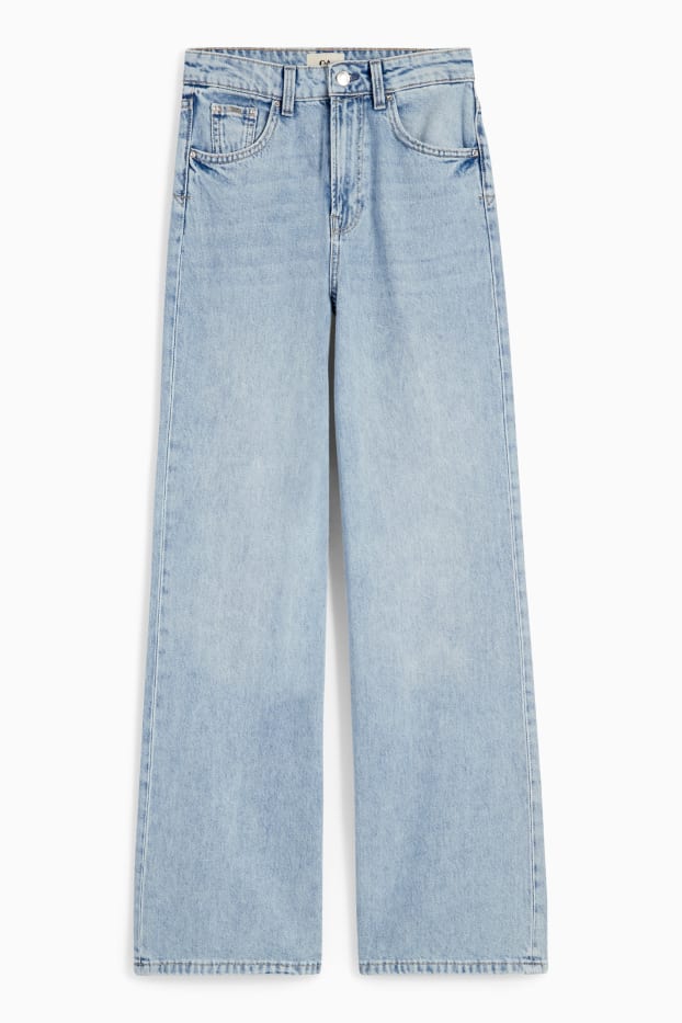 Dames - Wide leg jeans - high waist - jeanslichtblauw