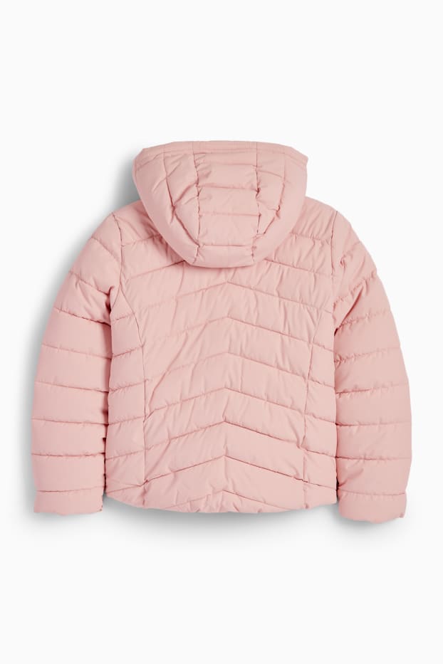 Children Girls - Quilted jacket with hood - water-repellent - rose