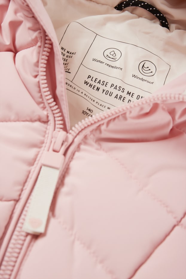 Children Girls - Quilted jacket with hood - water-repellent - rose